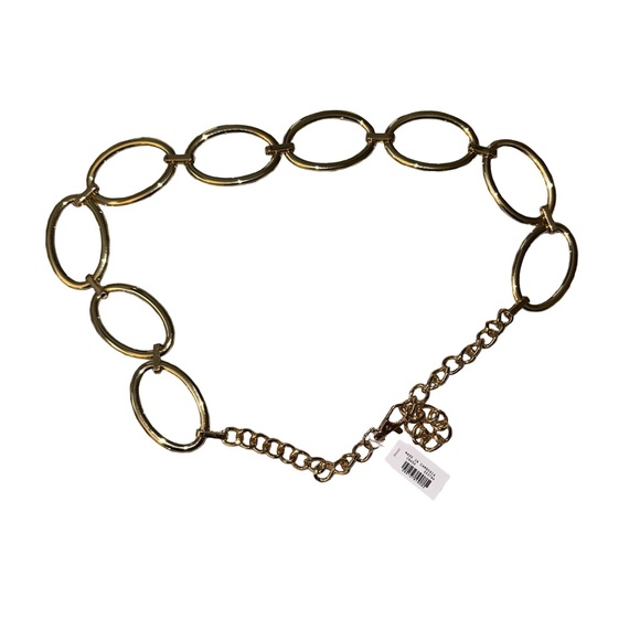 J.Crew Y2K NEW Gold Oval Link Chain Belt Adjustable Statement Chic minimalist - Picture 3 of 7